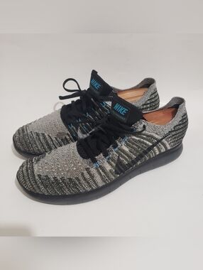 Nike Free RN Flyknit Men’s 9.5 831069-305 Cargo Khaki Black Blue Running Shoes..